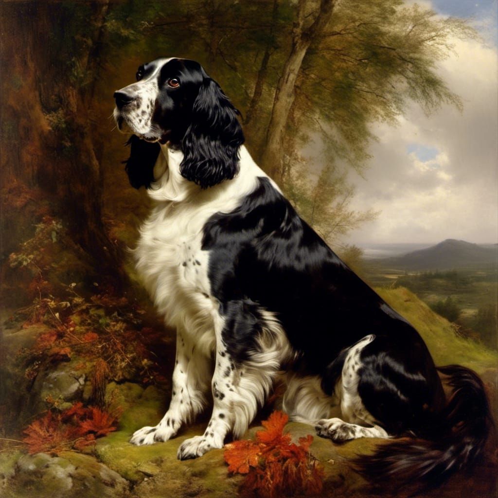 Classical Oil Painting of a Springer Spaniel