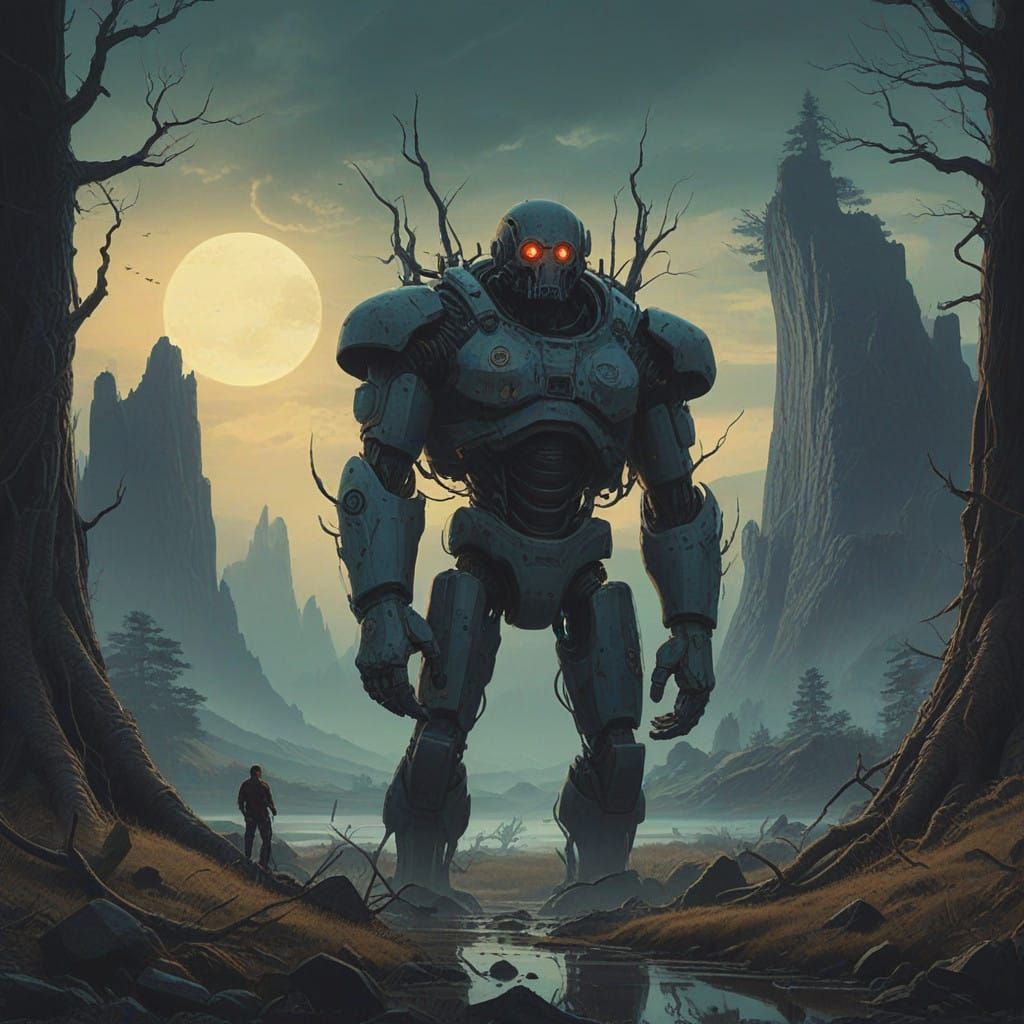 Majestic Cyclops in Futuristic Landscape