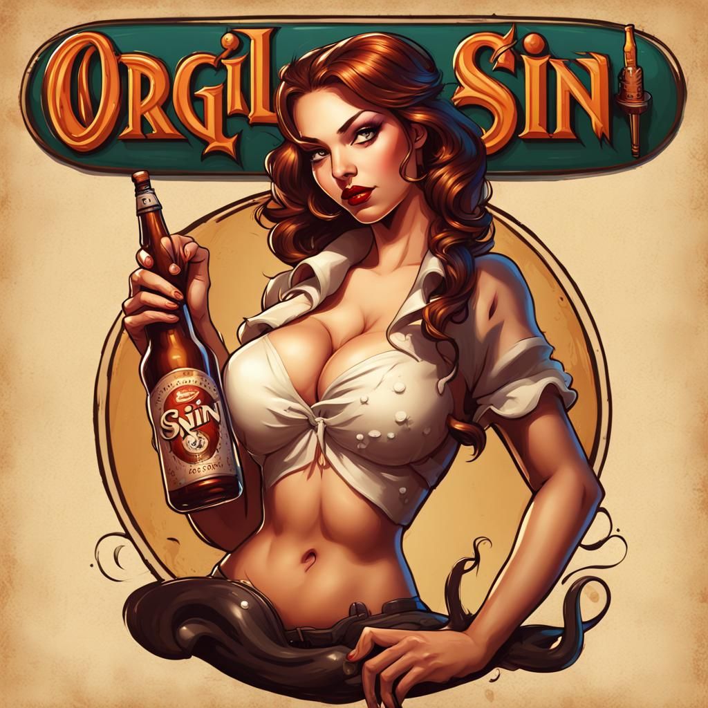 Original Sin Tavern Logo with Pinup Girl