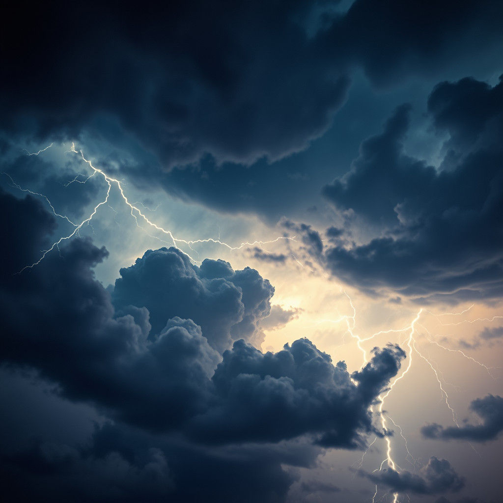 Electrifying Stormy Sky with Lightning, Matte Painting