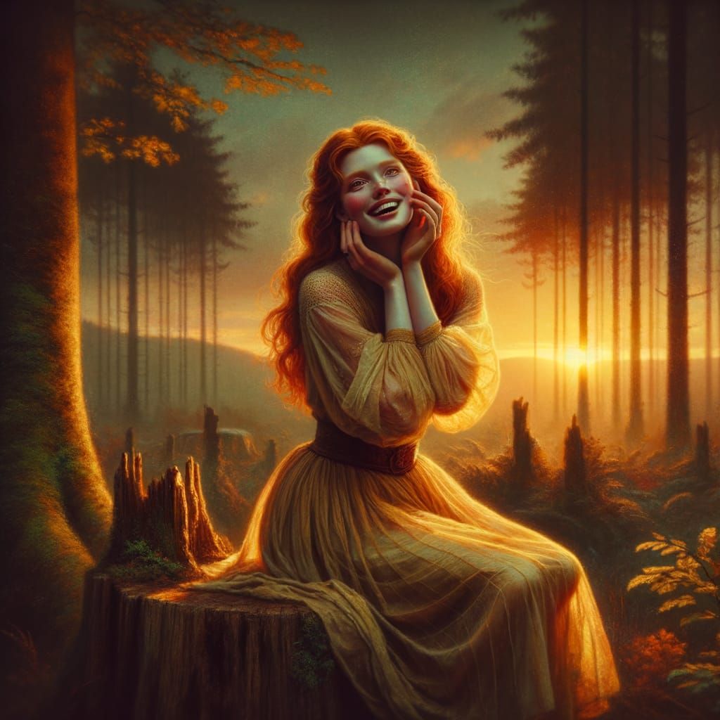 Norse Sun Goddess at Sunrise in Romantic Oil Painting Style