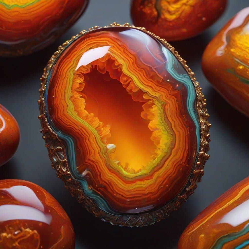 Polished Fire Agate in Warm Brown and Iridescent Hues