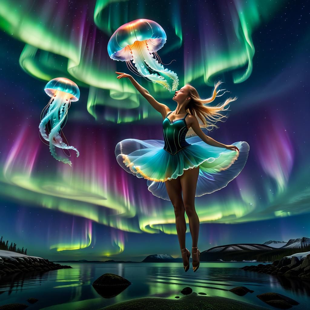 Aurora Bioluminescence: Jellyfish Dance in the Sky