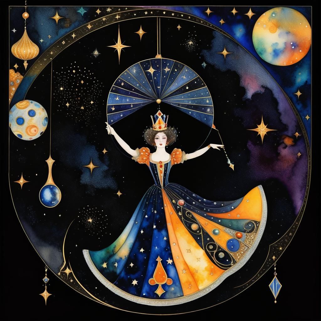 Intricate Circus Performers in Outer Space, 3D Art