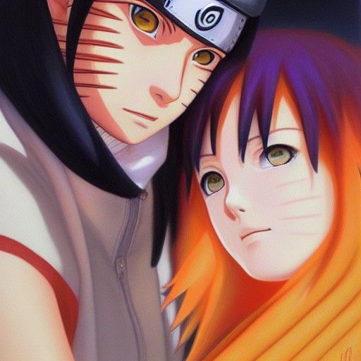 Naruto and Hinata in Oil Painting Style