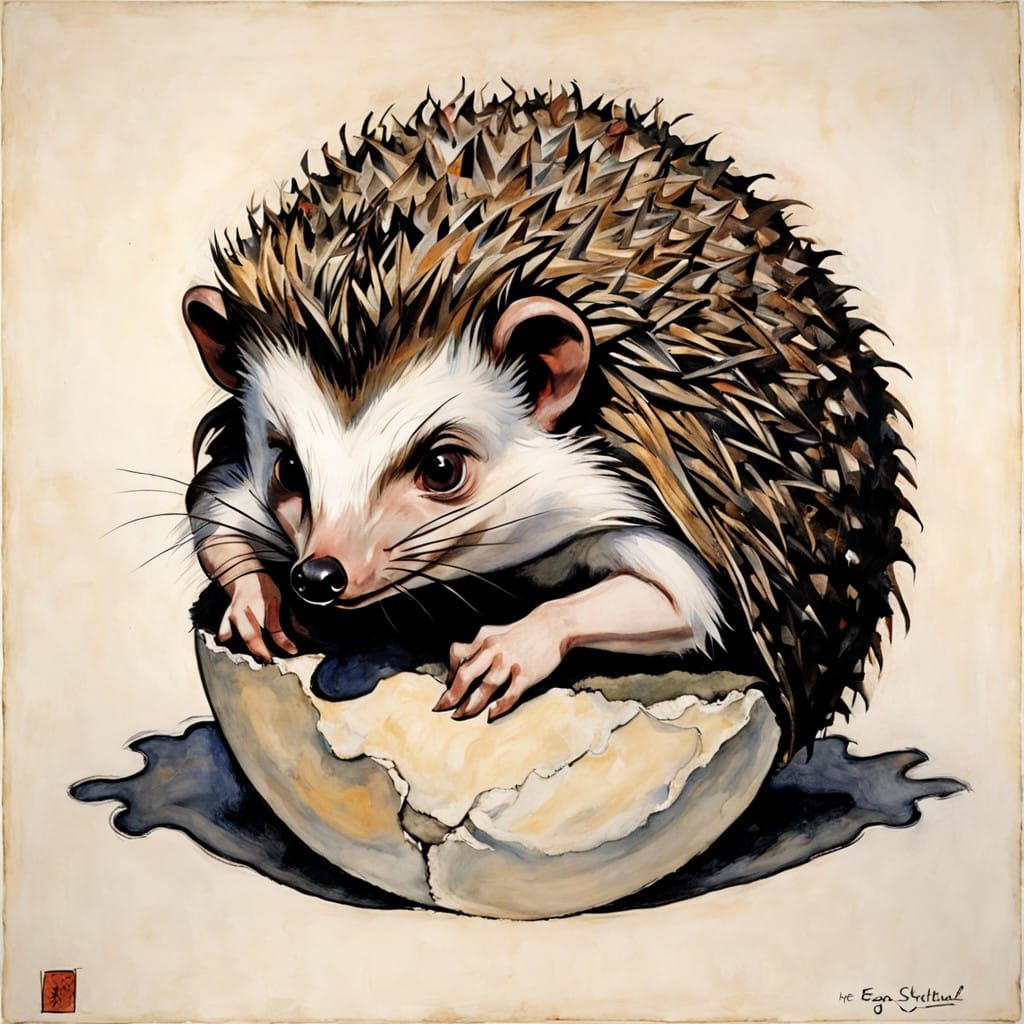 Dreamlike Hedgehog Shadow in Abstract Expressionism Style