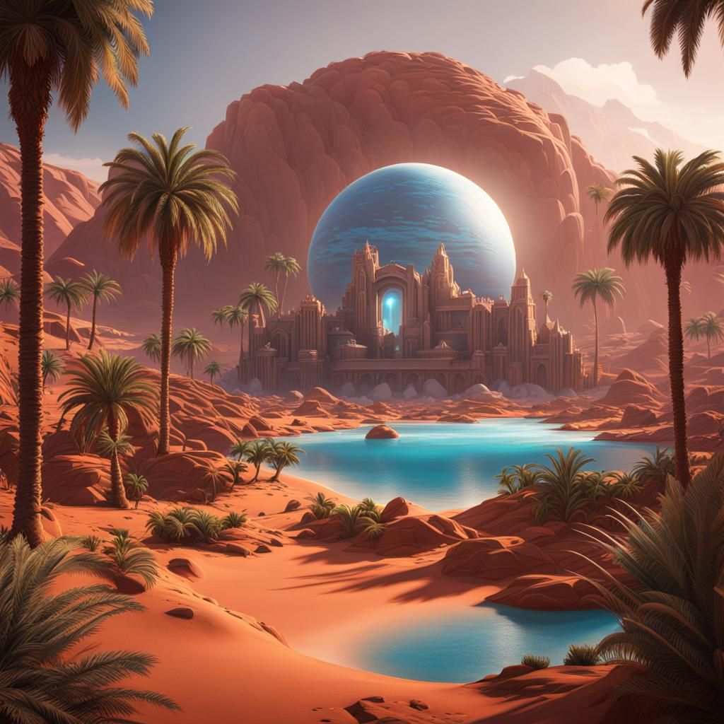 Martian Oasis: Palm Trees and Icebergs in Unreal Engine