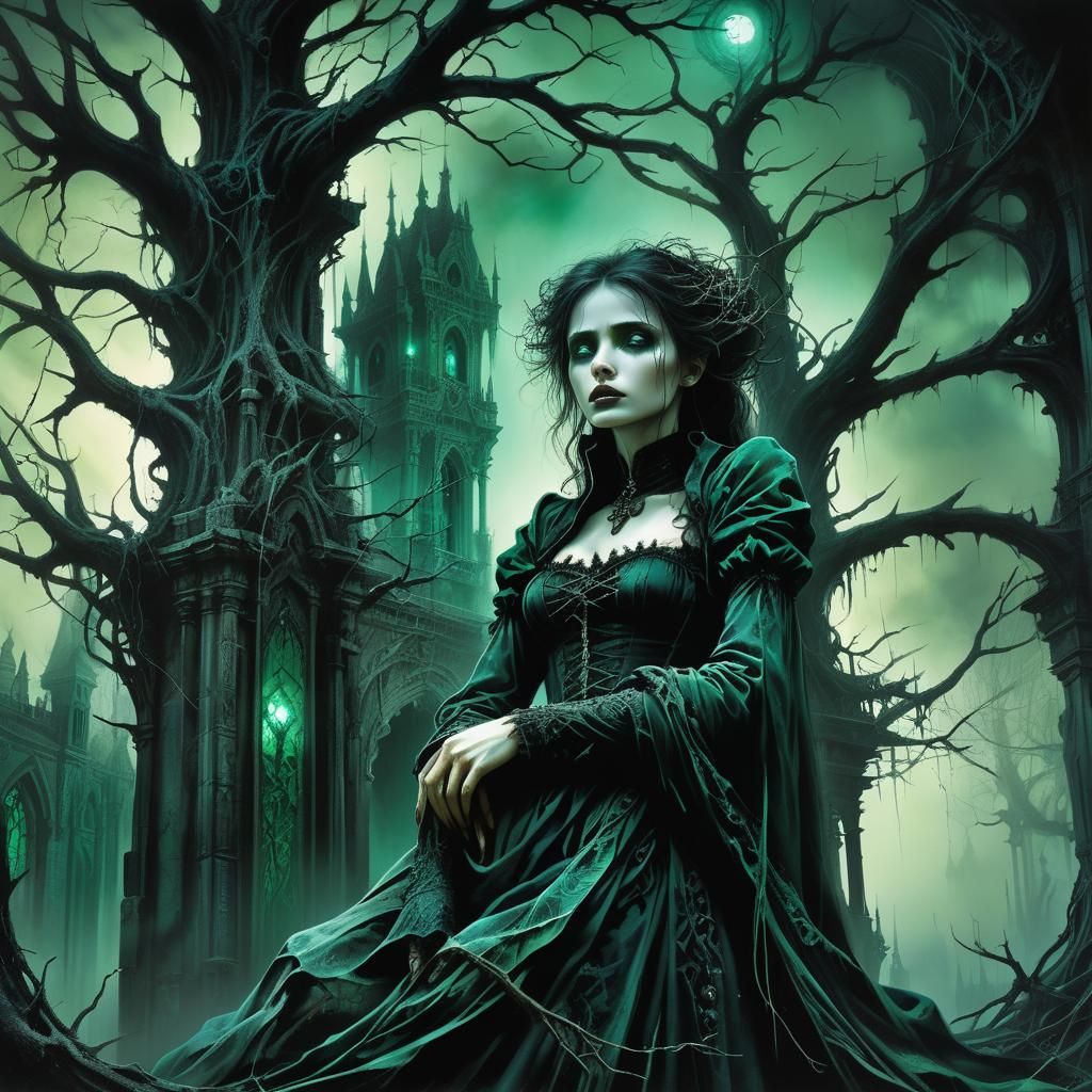 Ethereal Vampire in Gothic Shadows