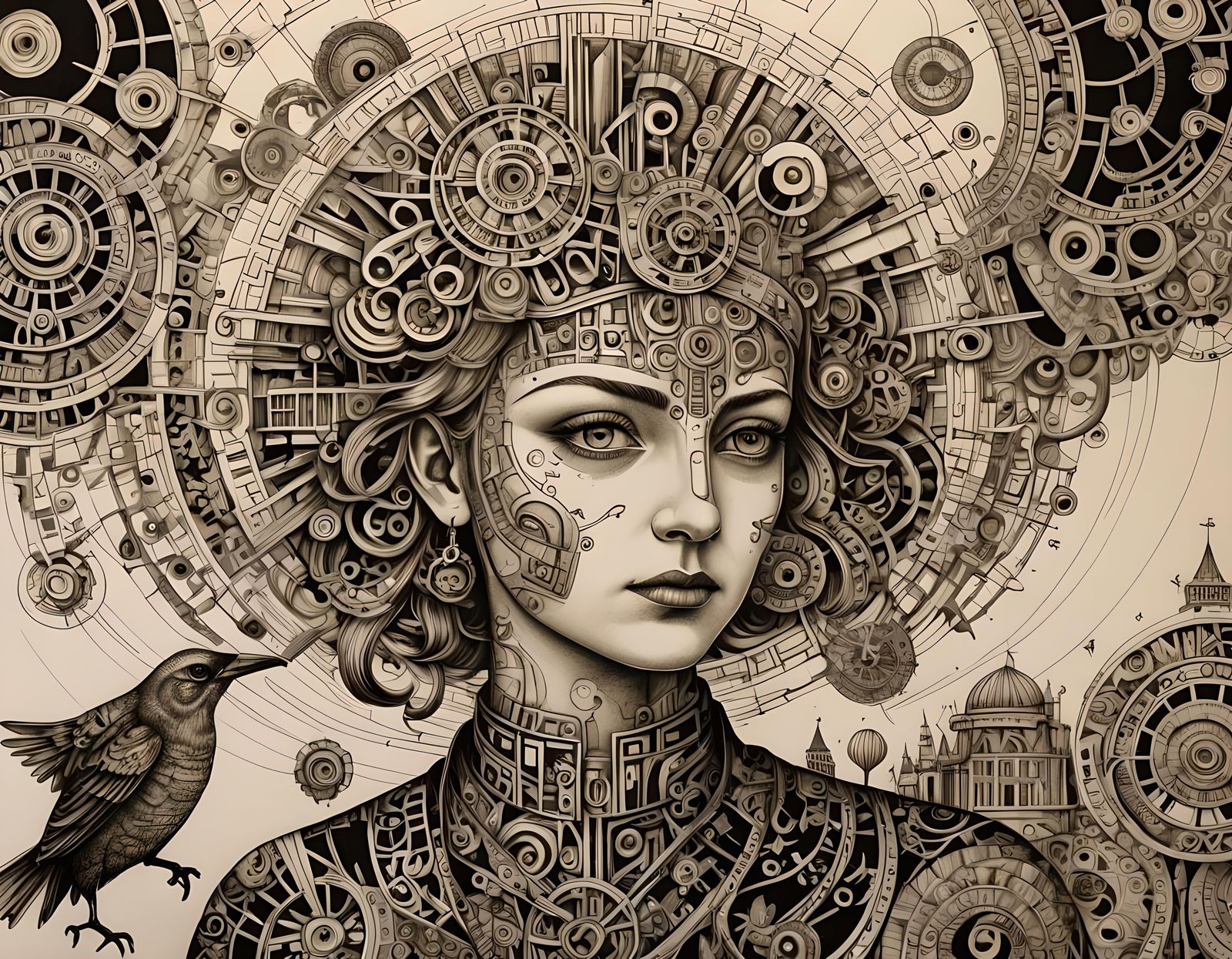 Detailed Pen and Ink Drawing in 3D