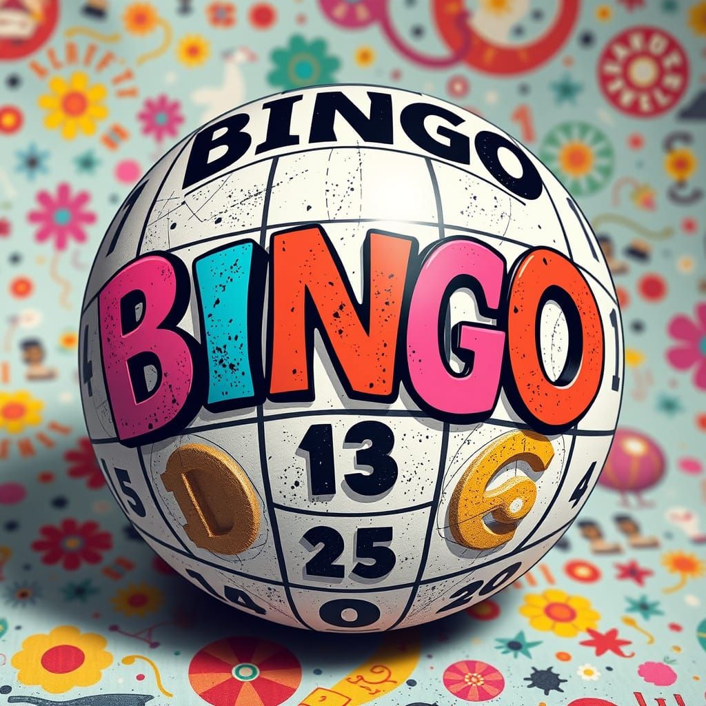 Colorful Bingo Ball in a Whimsical Style