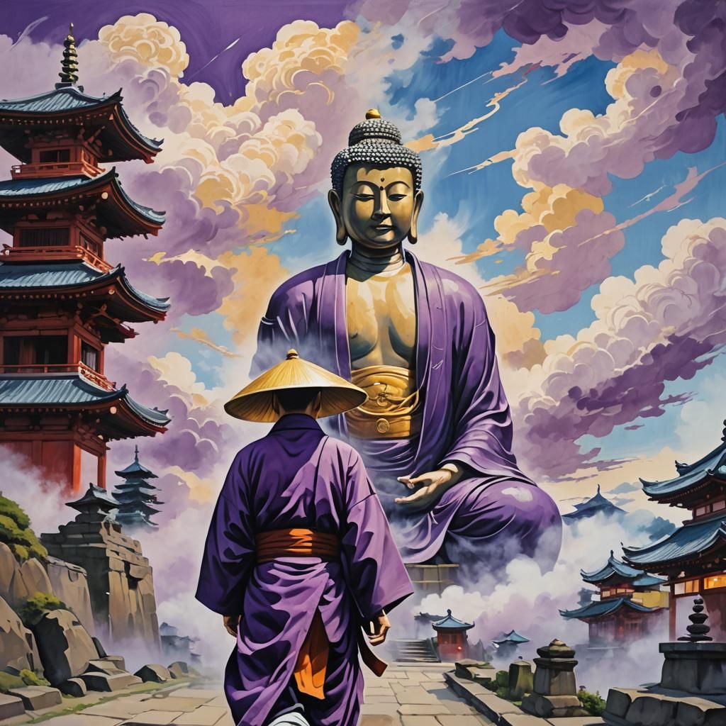 Kamakura Monk in Japanese Graffiti Art Style