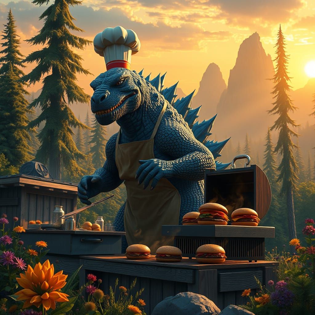 Godzilla Reigns Supreme at a Whimsical BBQ