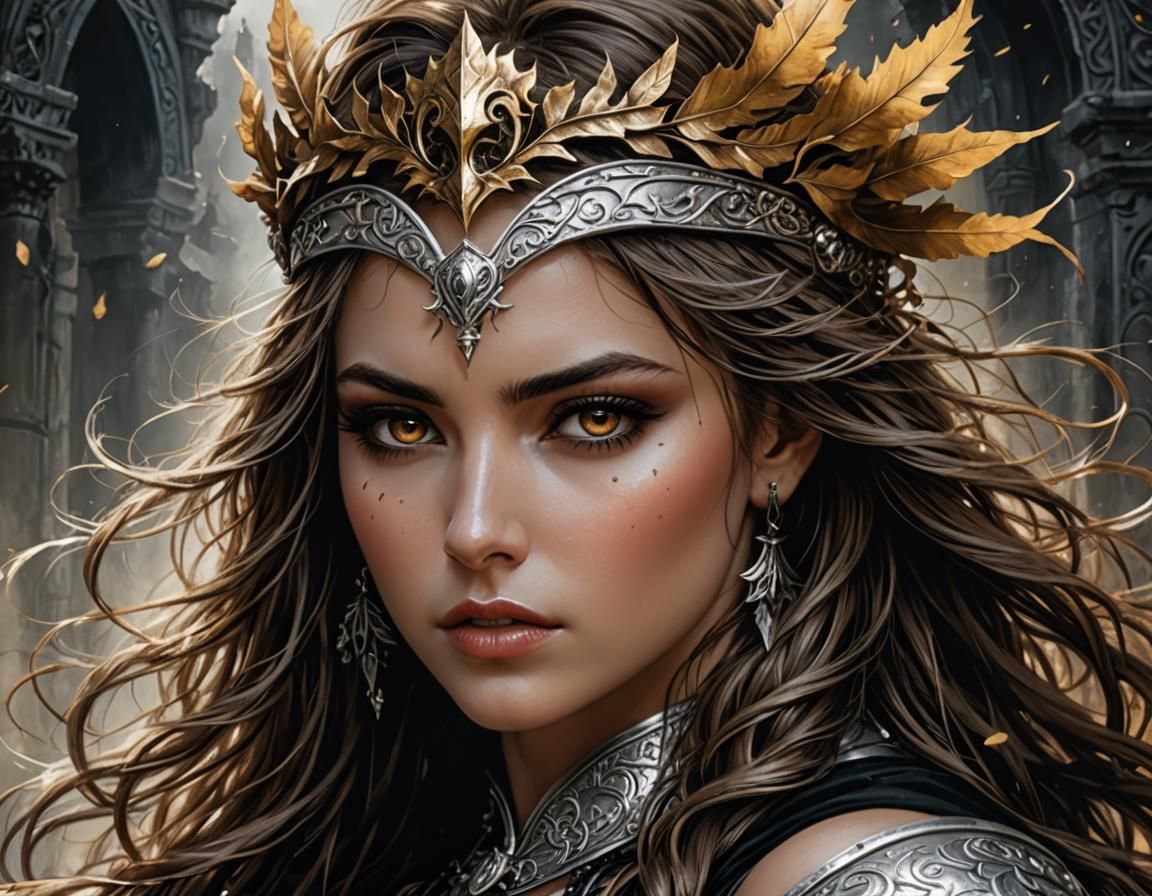 Teenage Girl in Storm, Illustration in Fantasy Style