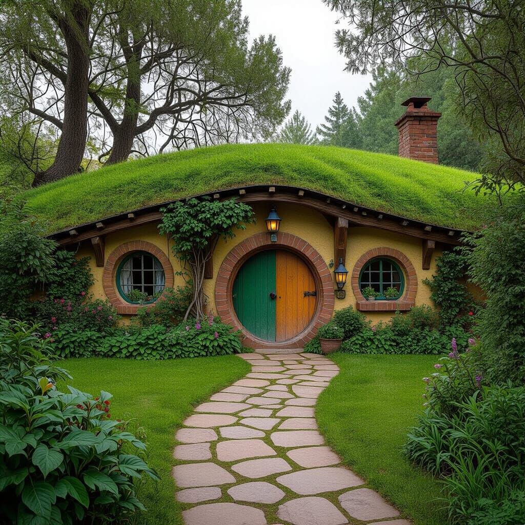 Quaint Earth-Sheltered Hobbit Home with Lush Garden