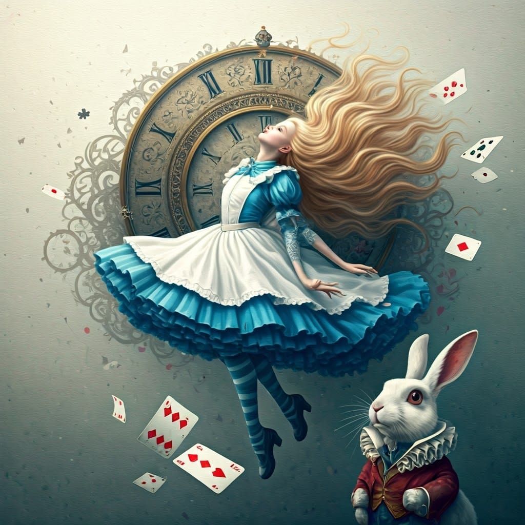 Alice in Wonderland Fantasy Scene in Victorian Style