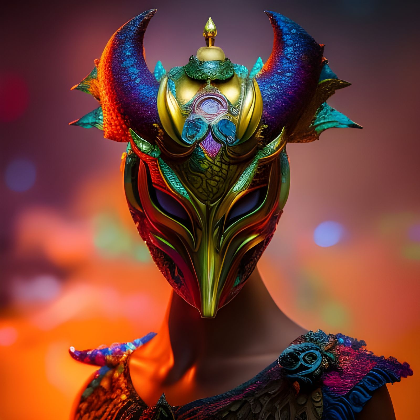 Synthwave Masquerade Mask with Nebula Smoke: Digital Art