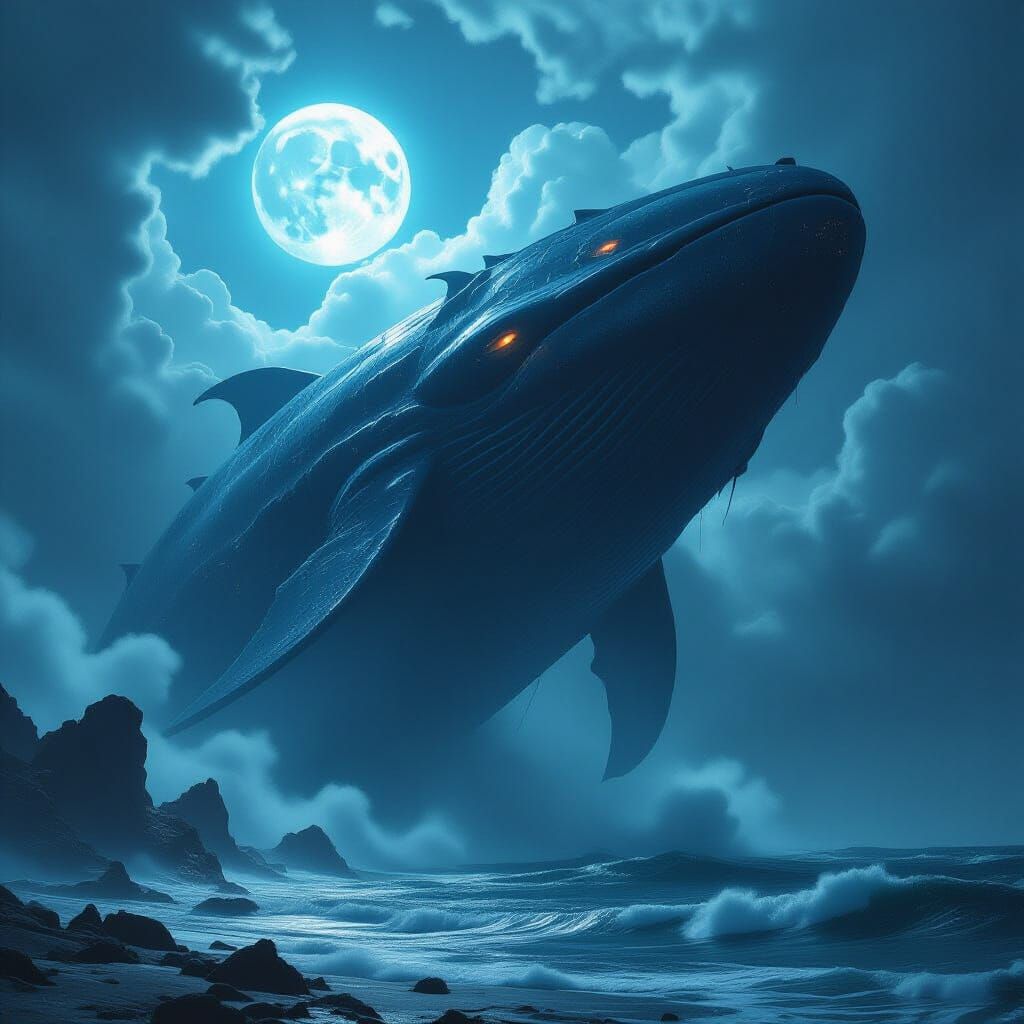 Bioluminescent Leviathan Emerges From Alien Ocean Sky