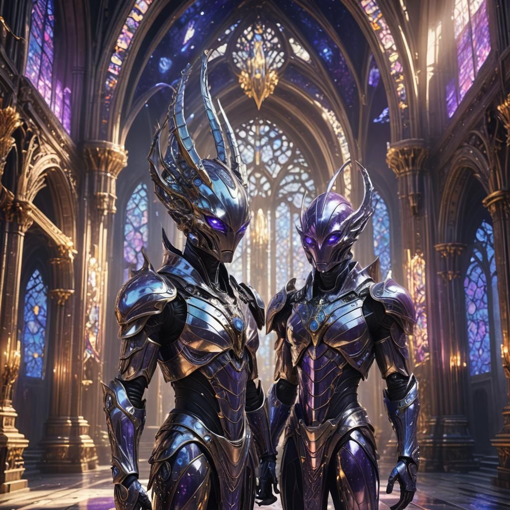 Alien AI in Crystalline Cathedral: Concept Art