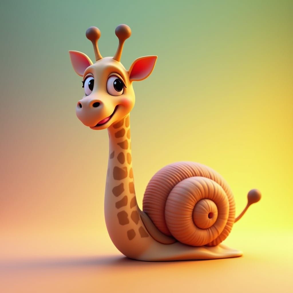 Giraffe Snail Hybrid in Vibrant Digital Art