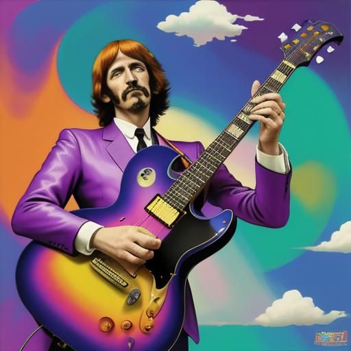 Guitar wrapped in "the rutles" artwork