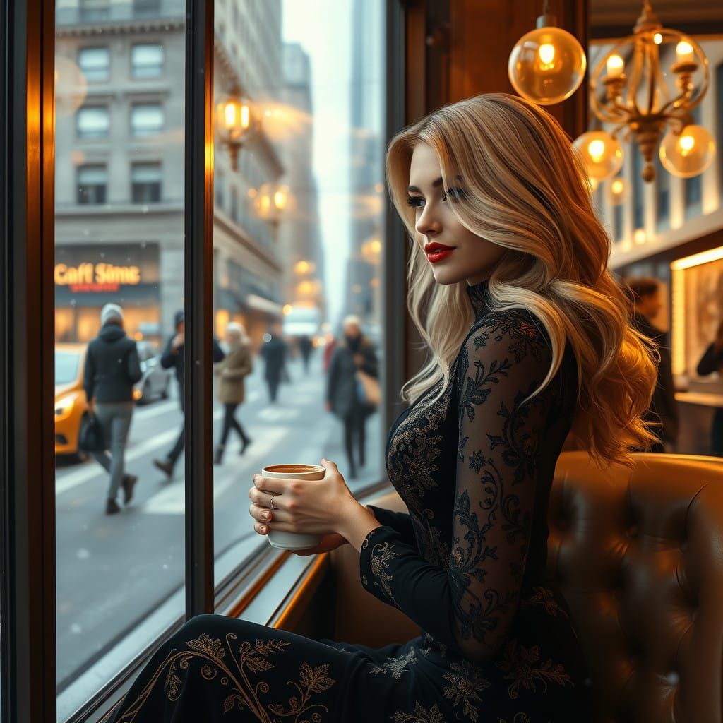 Glamorous Winter Wonderland in Manhattan Coffee Shop