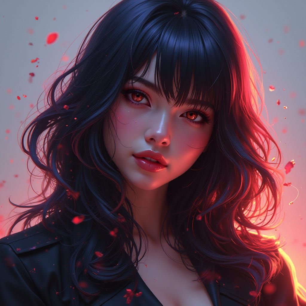 Surreal Gogo Portrait in Vibrant Triadic Colors