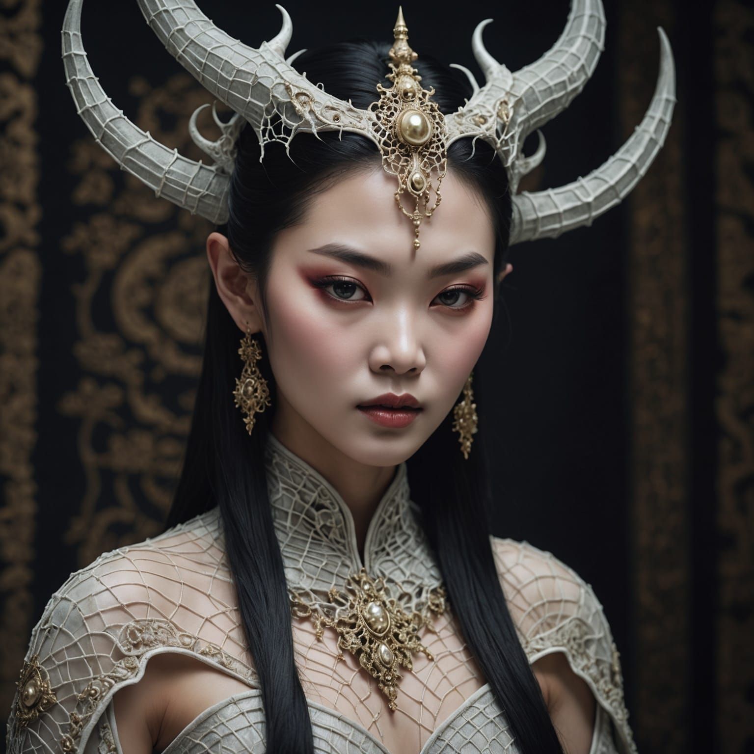 Thai-Korean Demoness in 1940s Backstage Photoshoot