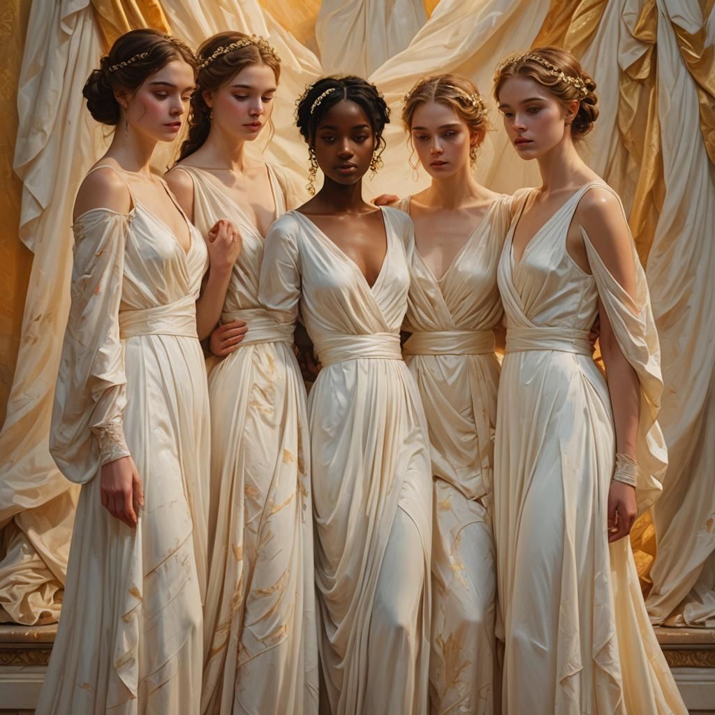 Elegant Neoclassical Graces in Soft Golden Light