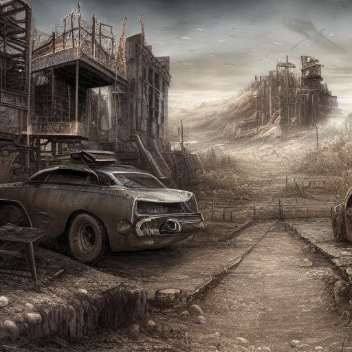 Detailed Matte Painting of a Post-Apocalyptic World