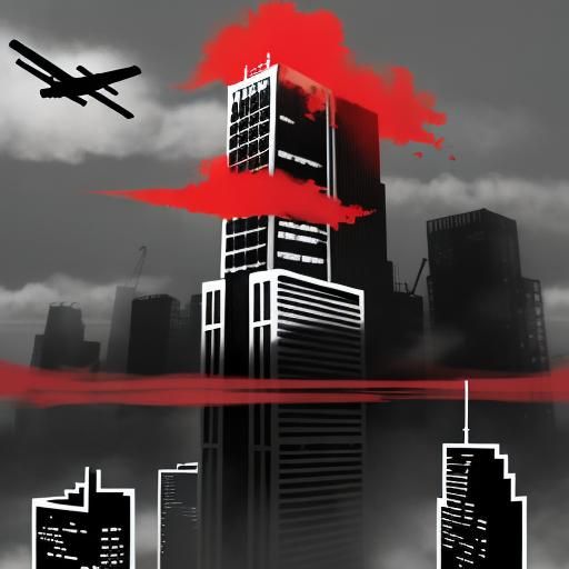 Hostile Skyscraper in Red Fog with Oxygen Mask