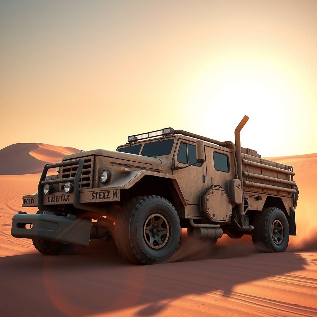 Post-Apocalyptic Soviet Truck Blends into Desert Landscape