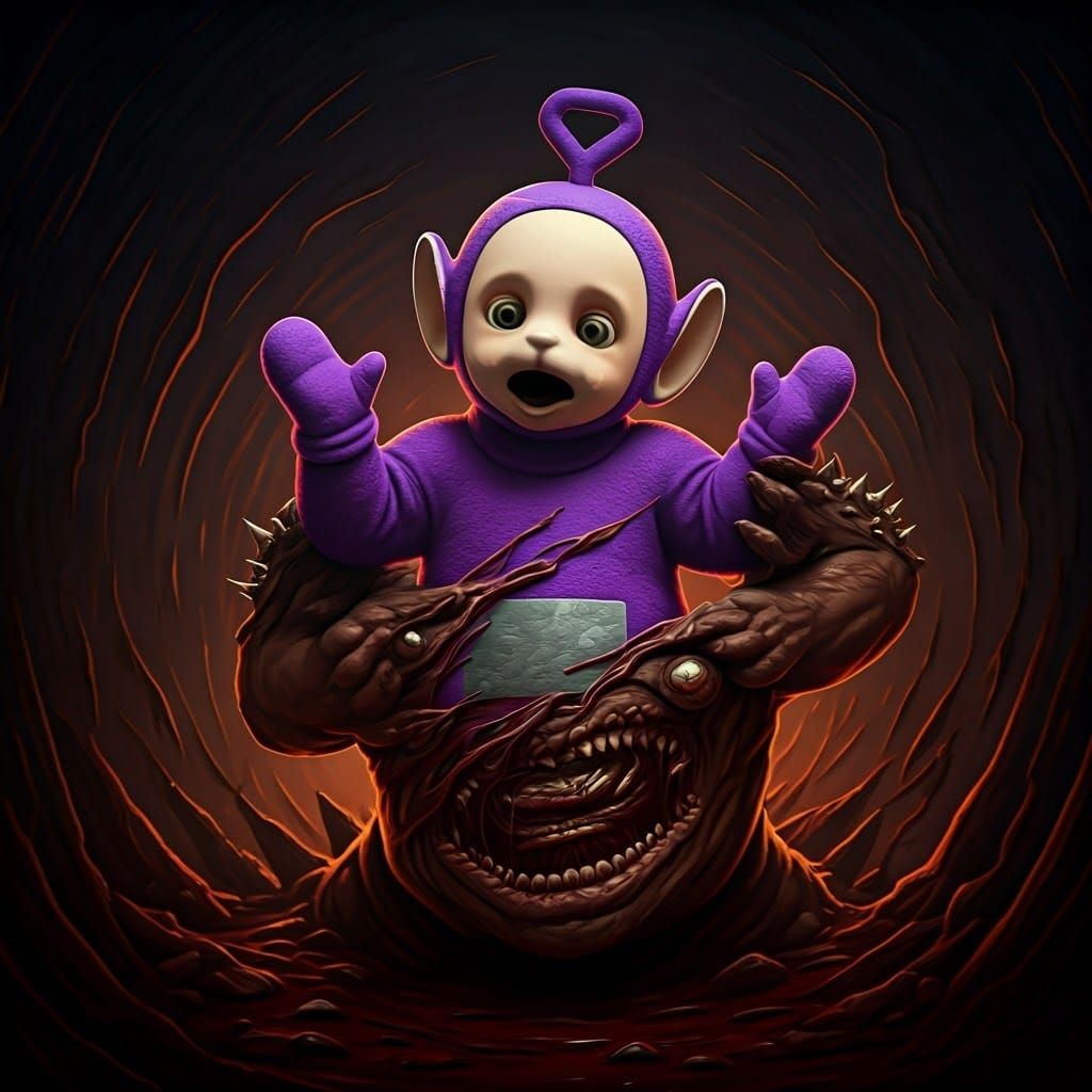 Terrorized Teletubby Ripped Open by Doom Imp in Dark, Gritty...