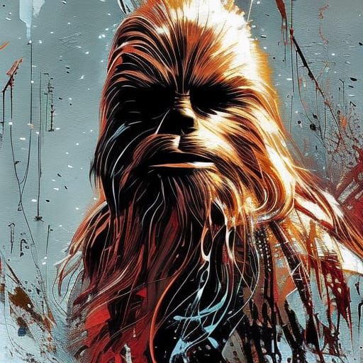 Hyperrealistic Chewbacca Portrait as Detailed Oil Painting