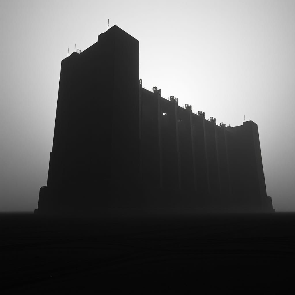 Dark Brutalist Megalopolis in Monochrome