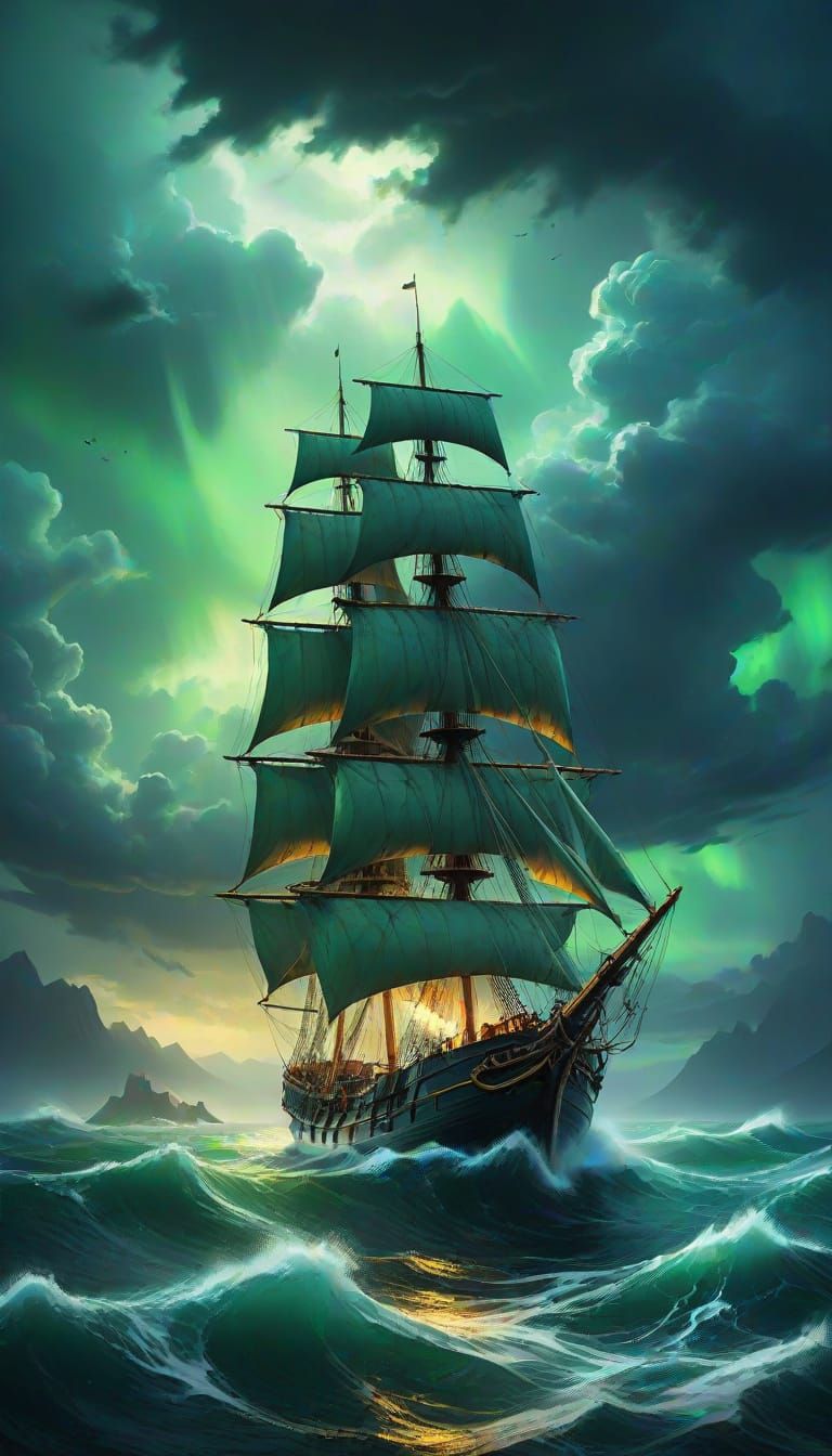 Mysterious Ship in Nordic Landscape