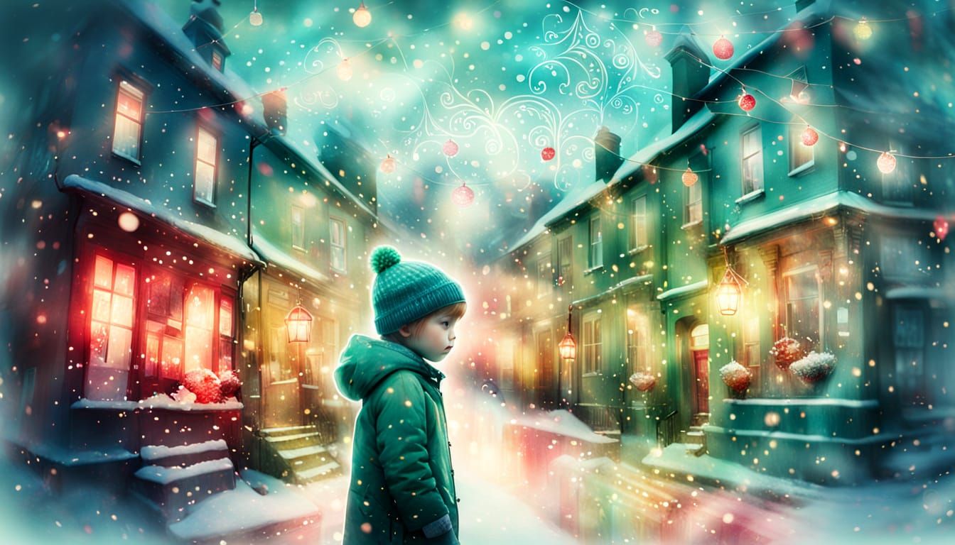 Chibi Child's Christmas Eve on Old Town Streets