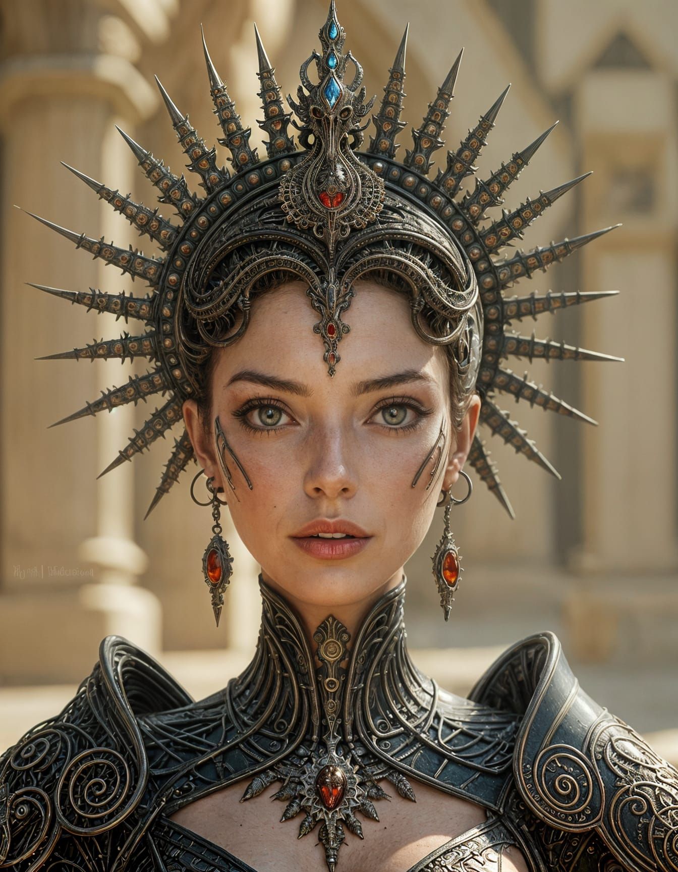 Biomechanical Queen of Necropolis: Horror Concept Art