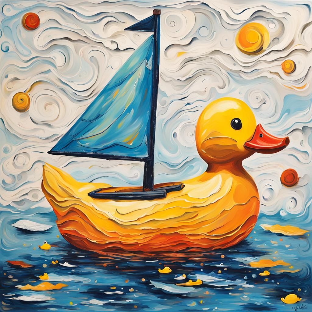 Rubber Duck Sailboat in Abstract Art Style