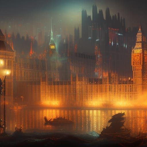 London New Year Celebration in Detailed Matte Painting