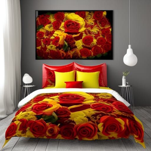 Red and Yellow Roses: Dramatic Digital Painting