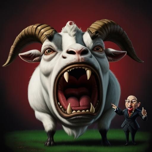 Cartoon Goat Screams: A Surreal Vintage Photograph