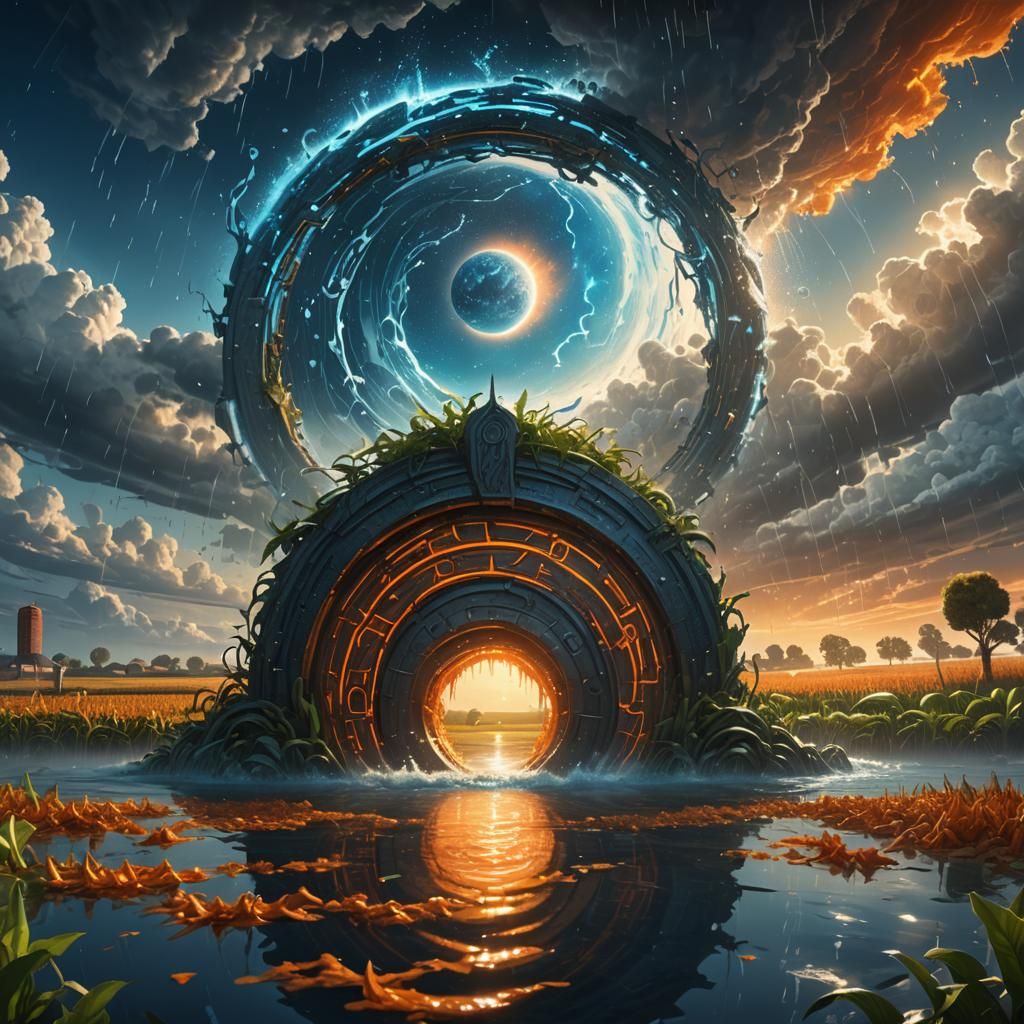 Dimensional Portal Opens Above Flooded Farm in Dystopian Lan...