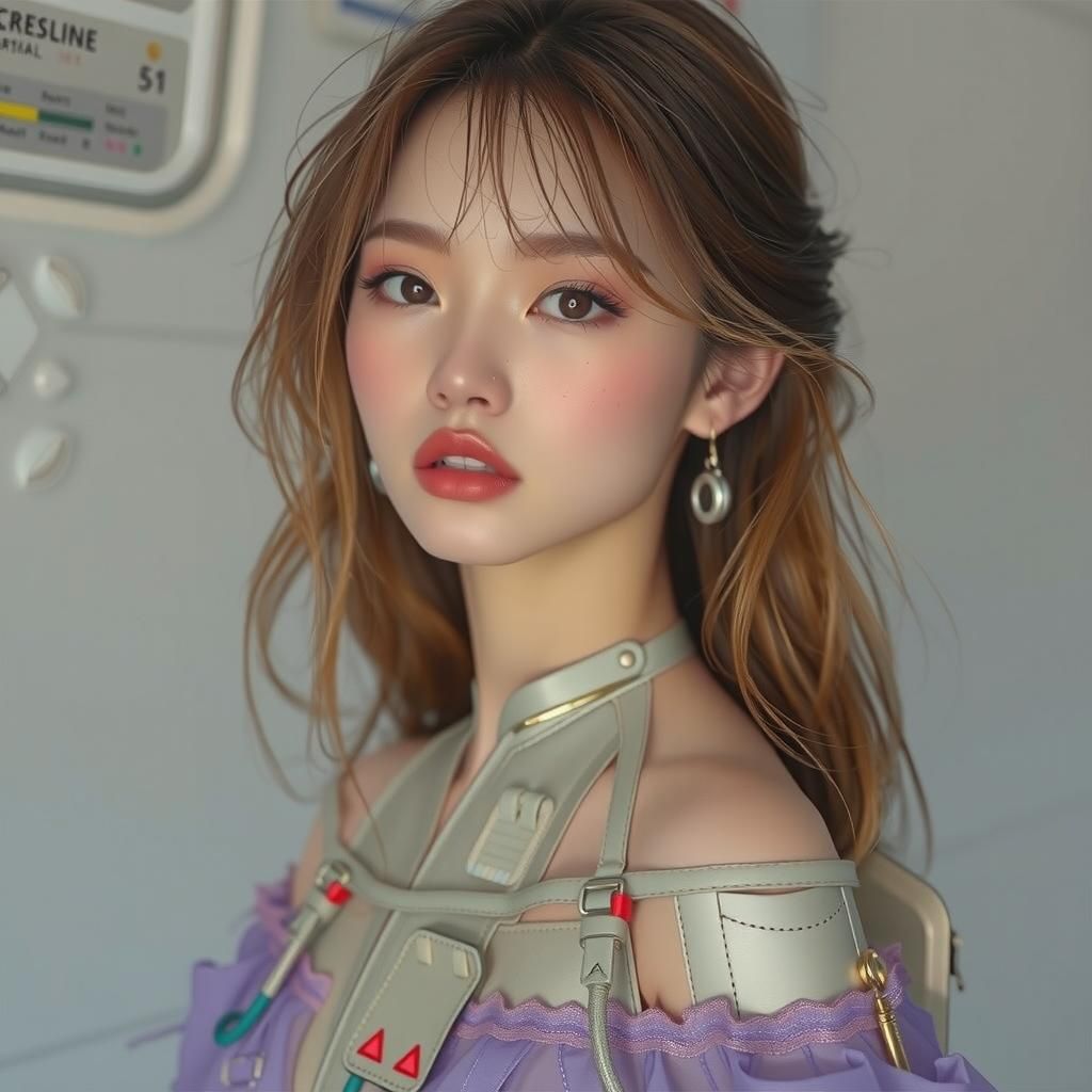 Astronaut in Spaceship Corridor, Hyperrealistic Splash Art