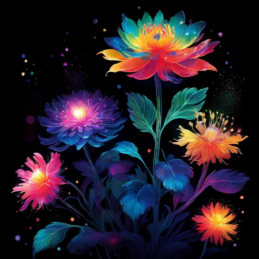 Luminous Twilight Flower with Rainbow Fiber Optics