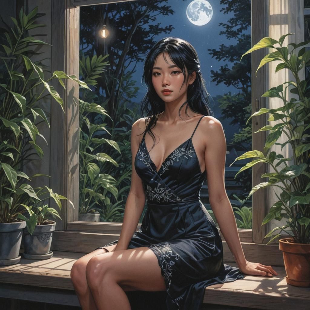 Moonlit Woman: Colored Pencil Comic Book Art