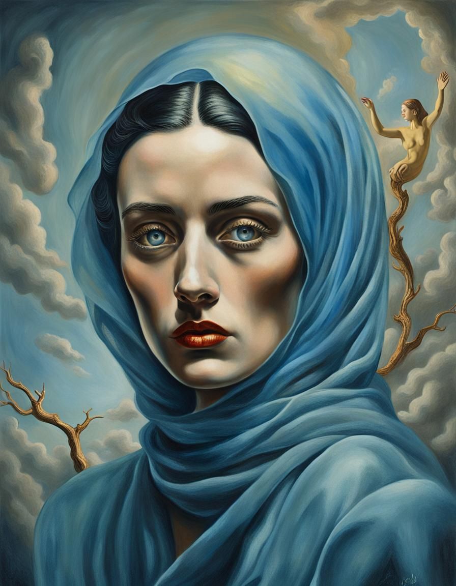 Surreal Woman Portrait with Atmospheric Lighting