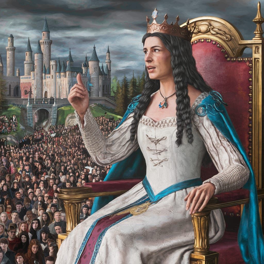 Queen Delivering Verdict Before Huge Crowd