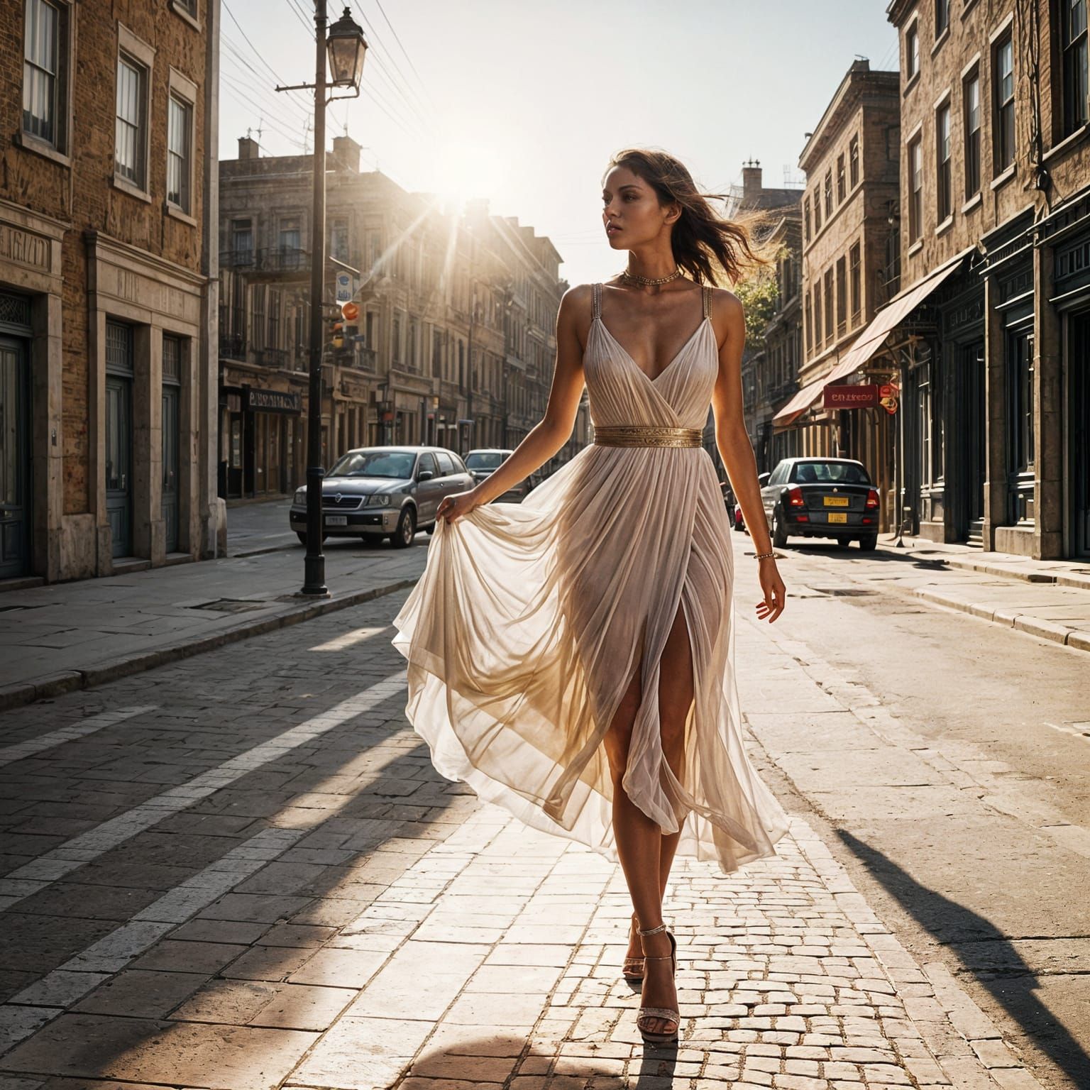 Captivating Woman in White Dress: A Cleopatra-Inspired Visio...