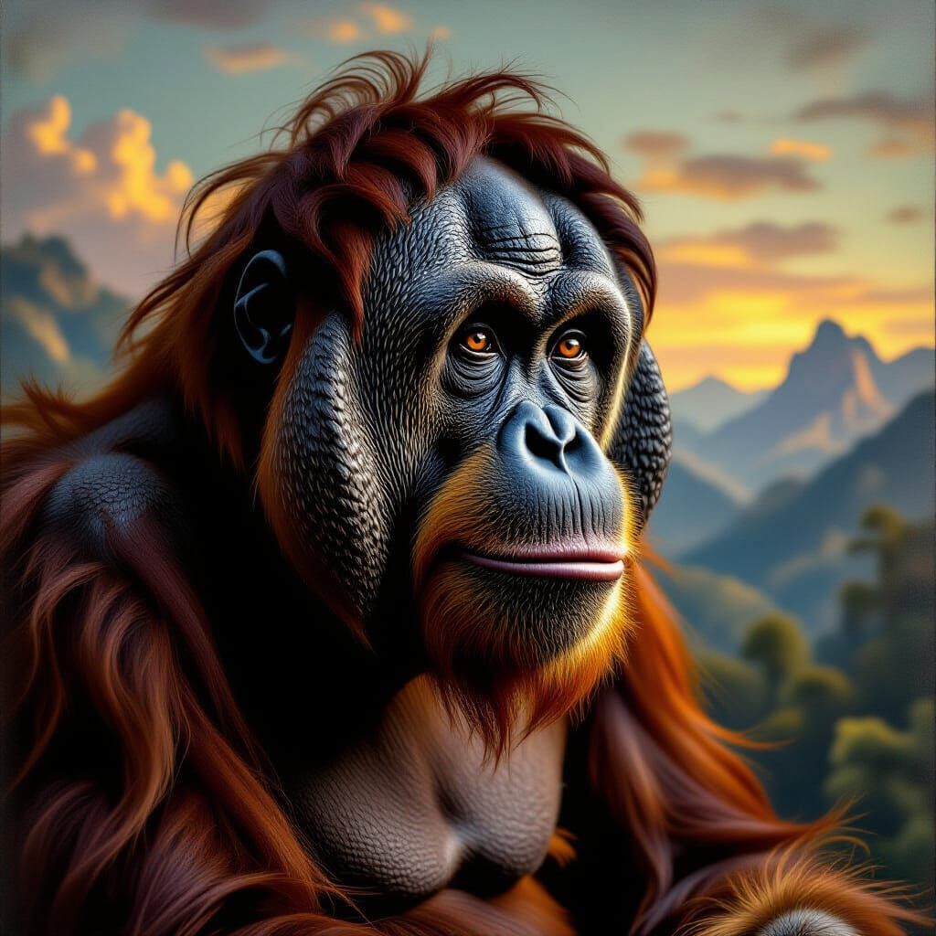 Orangutan Portrait in Renaissance Style