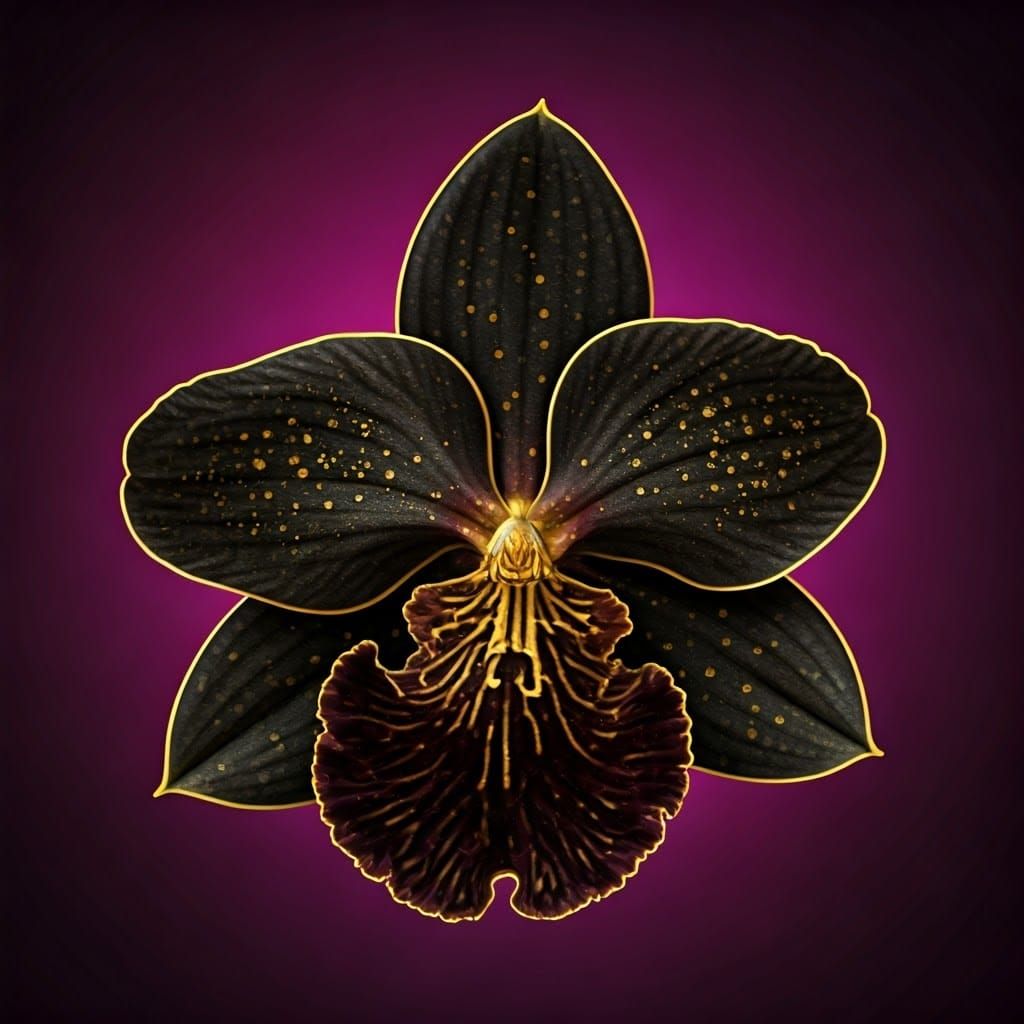 Exotic Black Orchid with Golden Details